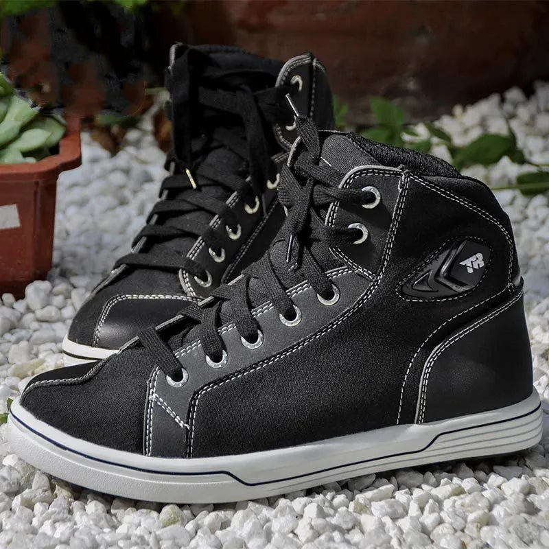 Black and grey Tiger brand motorcycle casual short boots for summer riding.