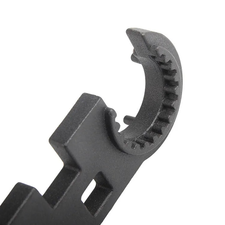 Black all-steel combination wrench for AR-15 and M4 firearm maintenance with dual-purpose design