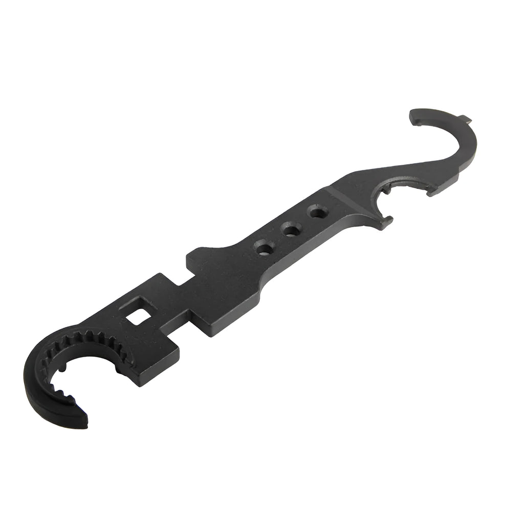Black all-steel combination wrench for AR-15 and M4 firearm maintenance with dual-purpose design