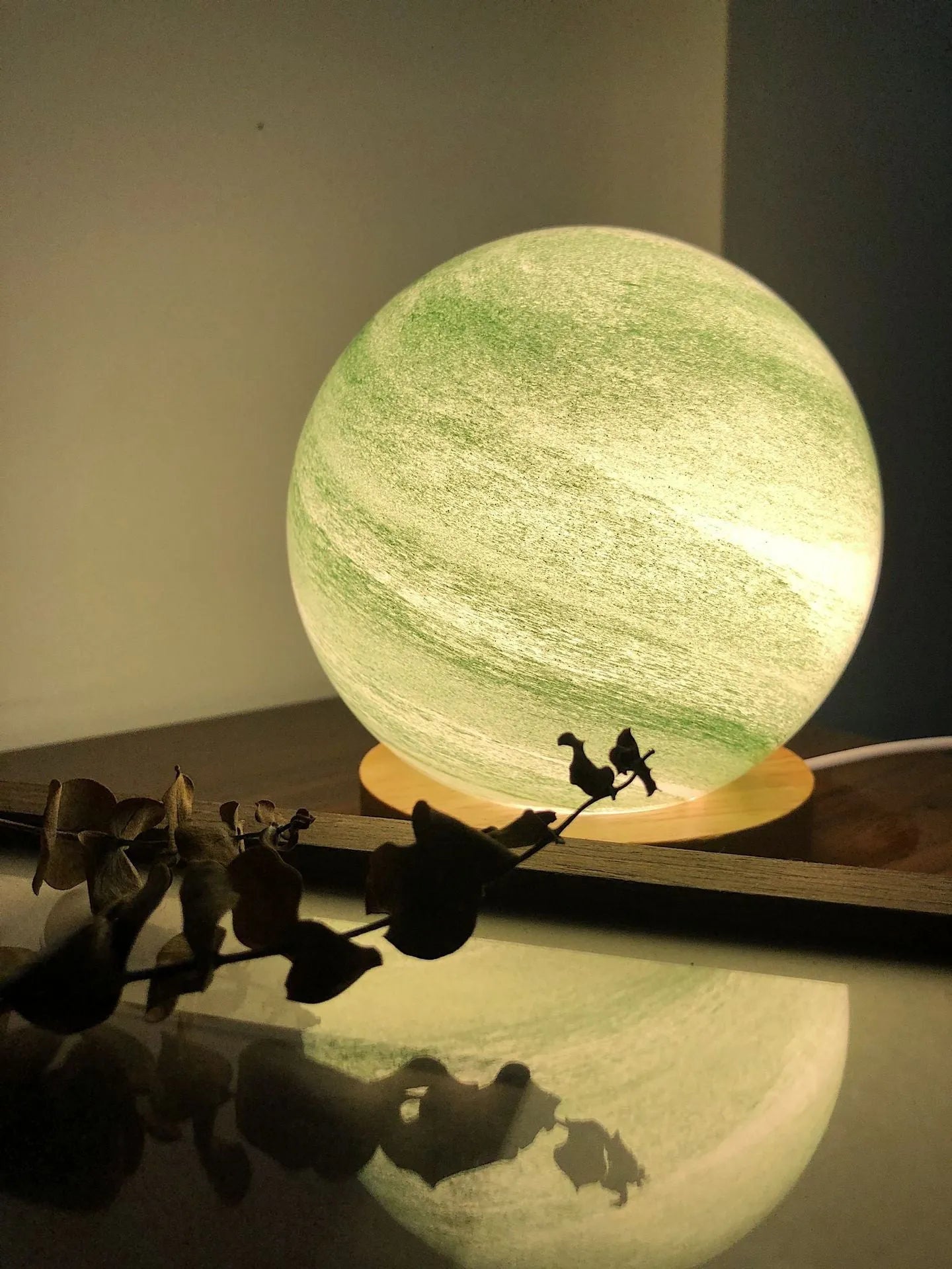 Nordic style bedside table lamp with glass shade in multiple colour options