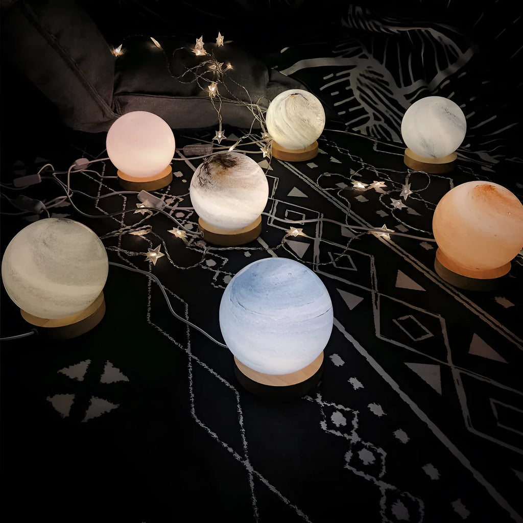 Nordic style bedside table lamp with glass shade in multiple colour options
