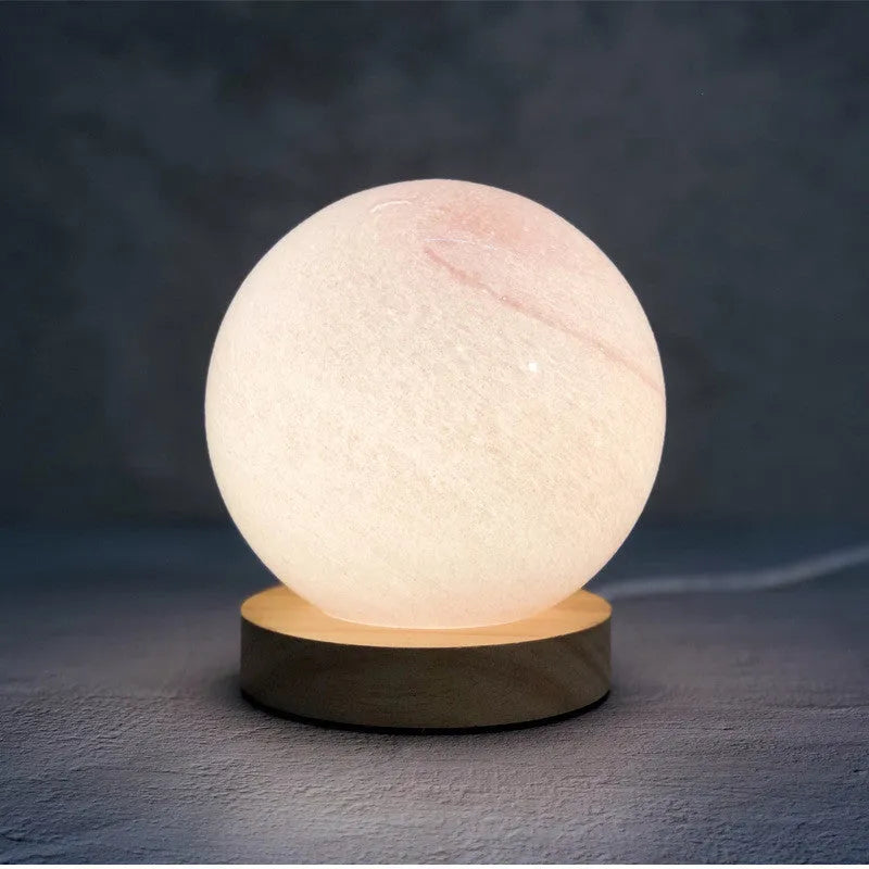 Nordic style bedside table lamp with glass shade in multiple colour options