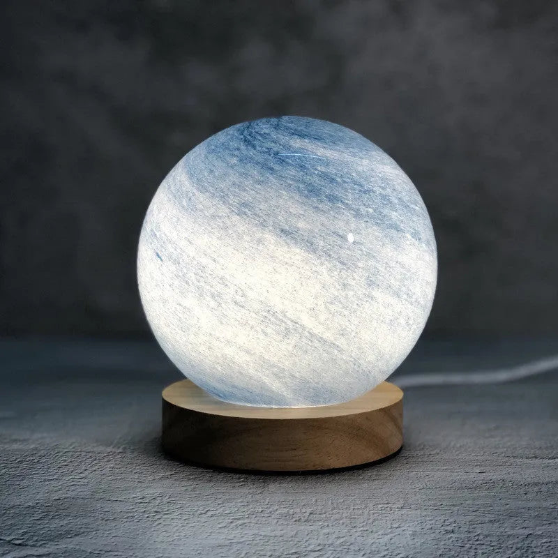 Nordic style bedside table lamp with glass shade in multiple colour options