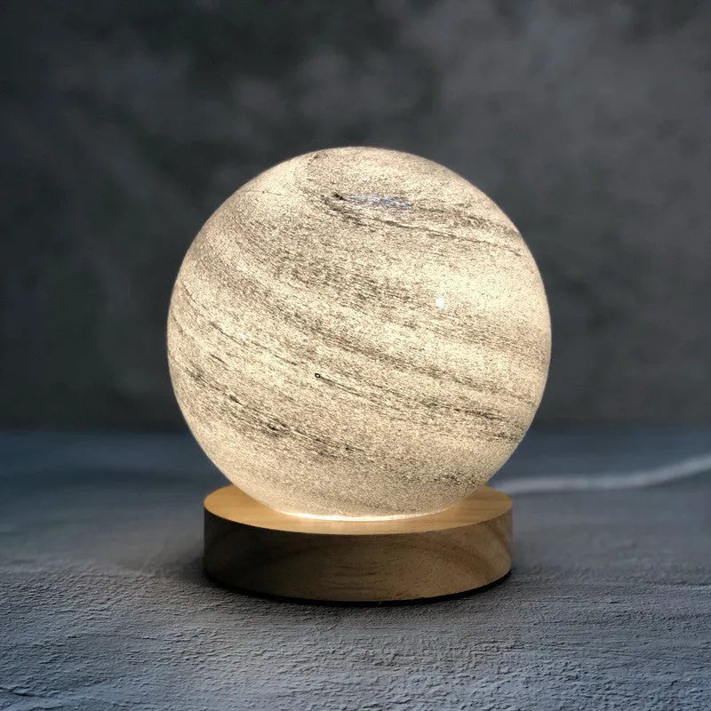 Nordic style bedside table lamp with glass shade in multiple colour options