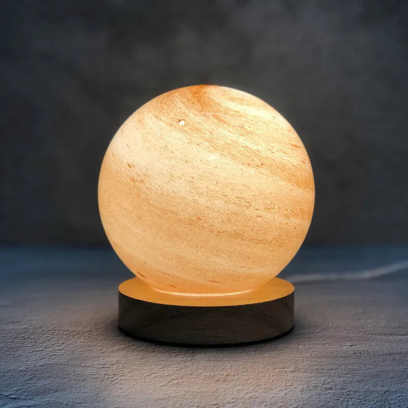 Nordic style bedside table lamp with glass shade in multiple colour options