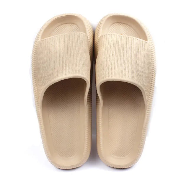 Ladies platform slippers summer beach soft sole in orange colour with thin platform
