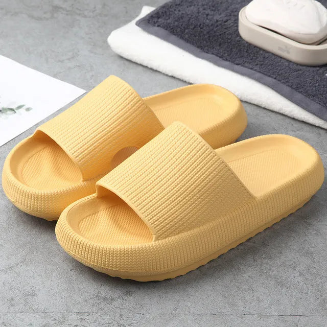 Ladies platform slippers summer beach soft sole in orange colour with thin platform