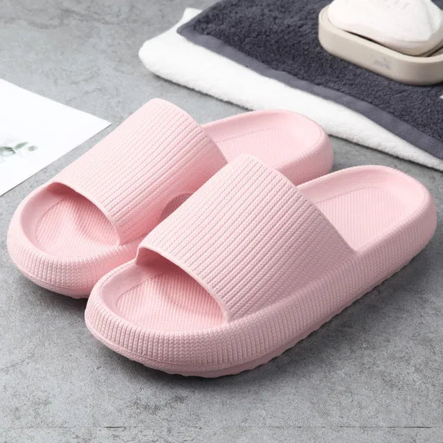 Ladies platform slippers summer beach soft sole in orange colour with thin platform