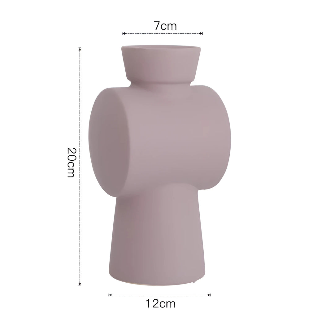Nordic Morandi ceramic vase with hammer texture in beige, brown, or purple colour options