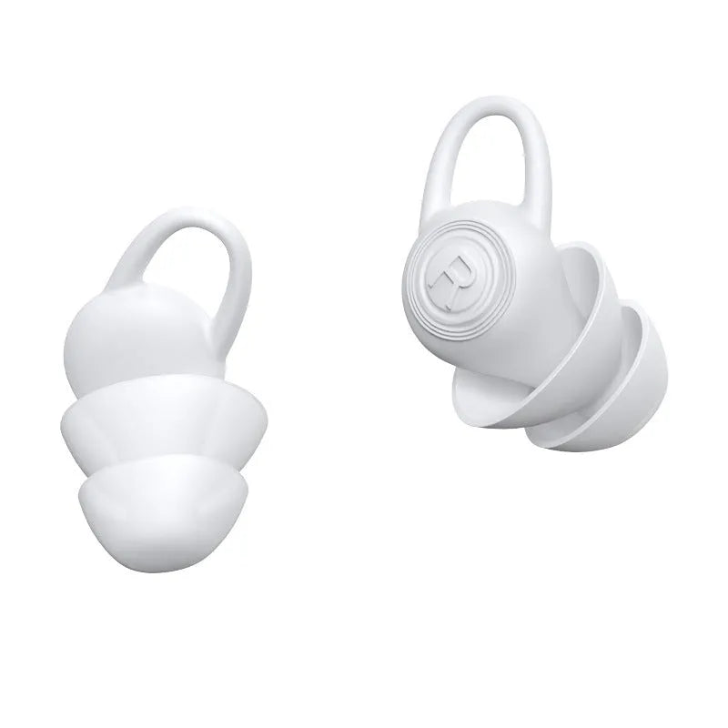 White silicone ear plugs for noise reduction and sound insulation