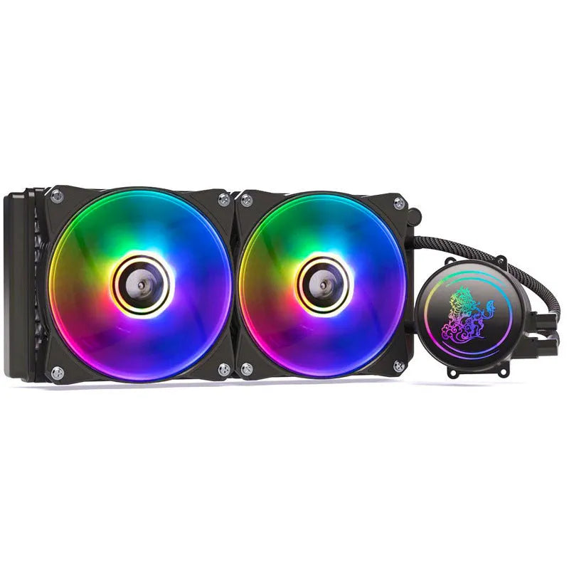 Kirin 240 CPU water cooling radiator with colourful RGB lighting and copper-aluminium construction
