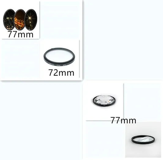 77mm split focus filter half moon mirror for SLR cameras with rotatable design