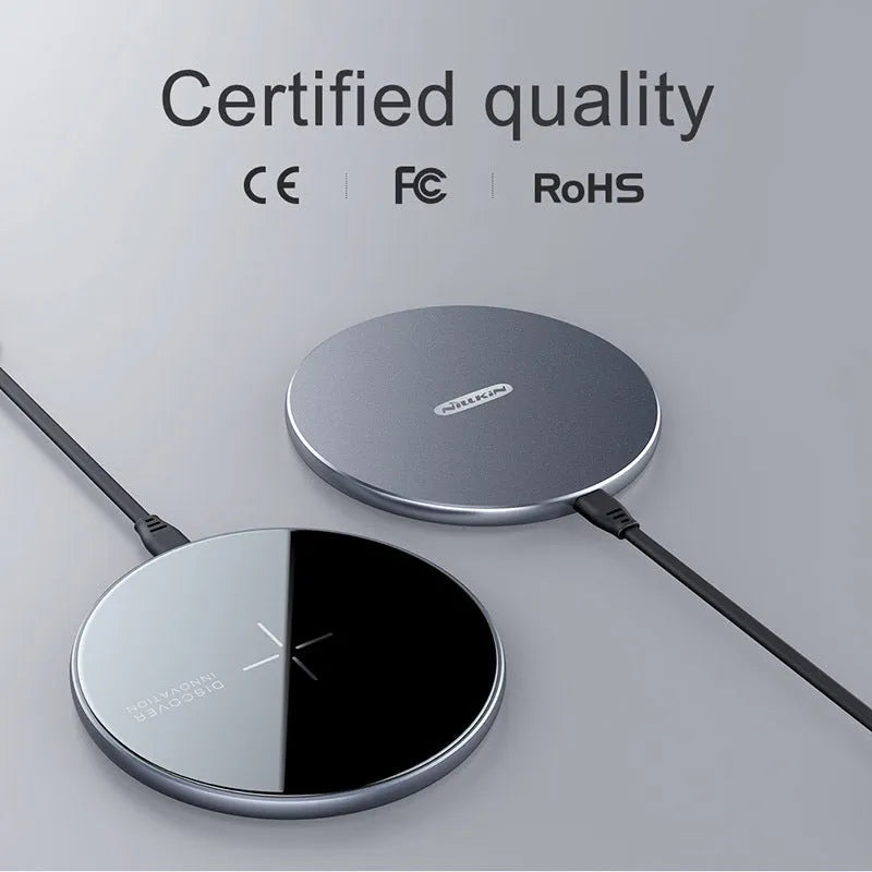 Black MagSlim Model NKT06 magnetic wireless charger for mobile phones with 10W output capability