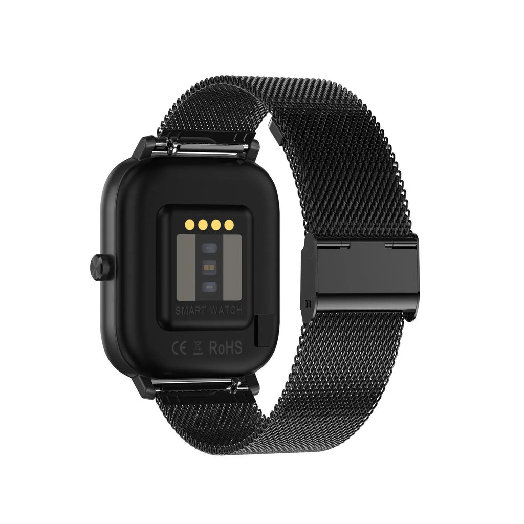Smart bracelet with 1.54-inch screen showing health metrics, with silicone and mesh steel strap options