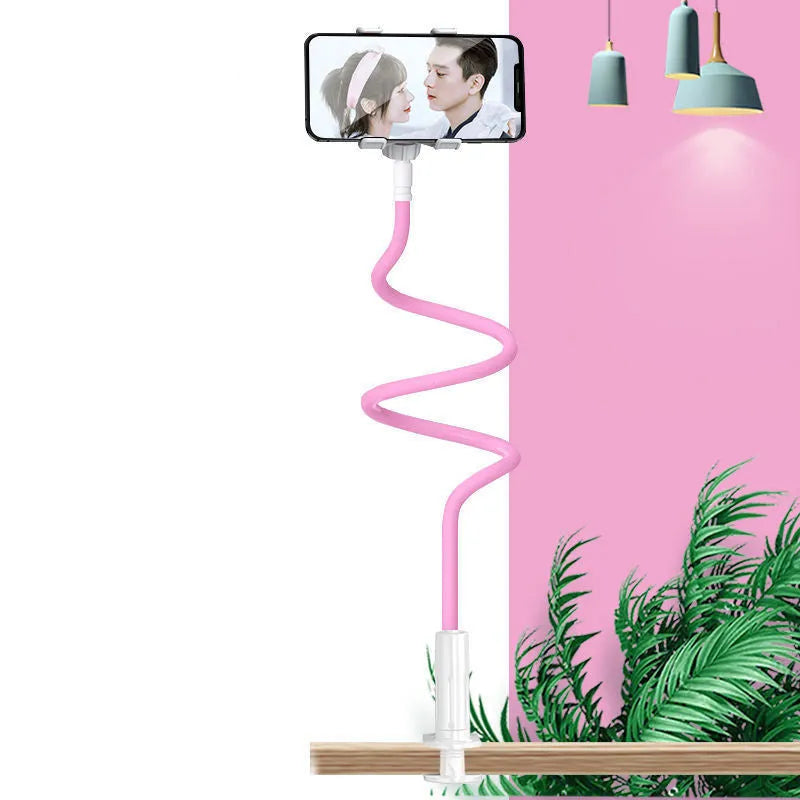 Bedside mobile phone holder with adjustable memory alloy hose in blue colour