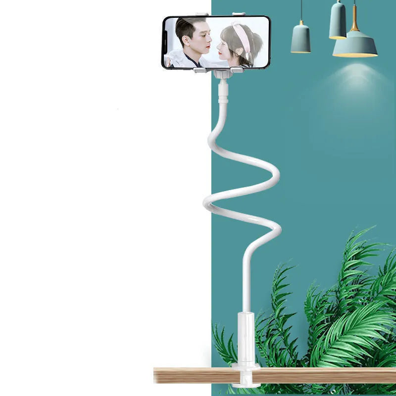 Bedside mobile phone holder with adjustable memory alloy hose in blue colour