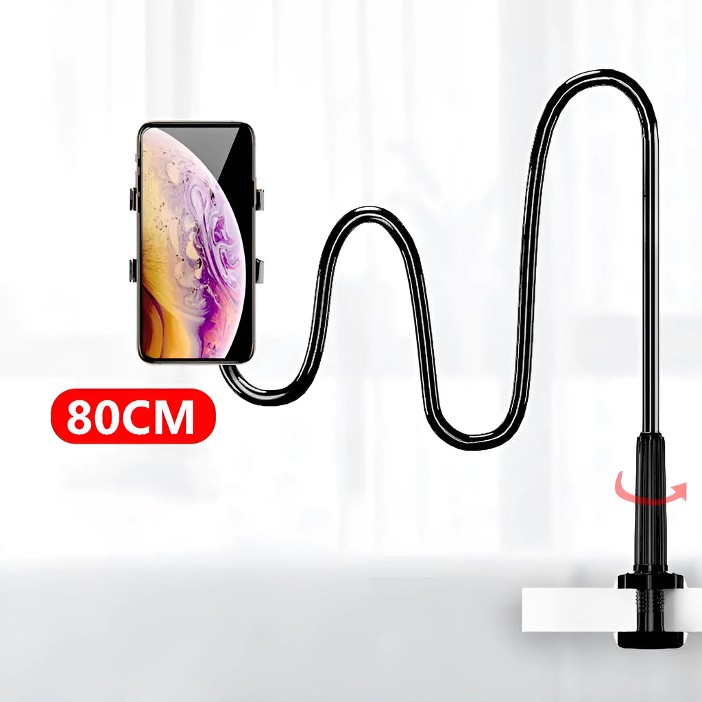 Bedside mobile phone holder with adjustable memory alloy hose in blue colour