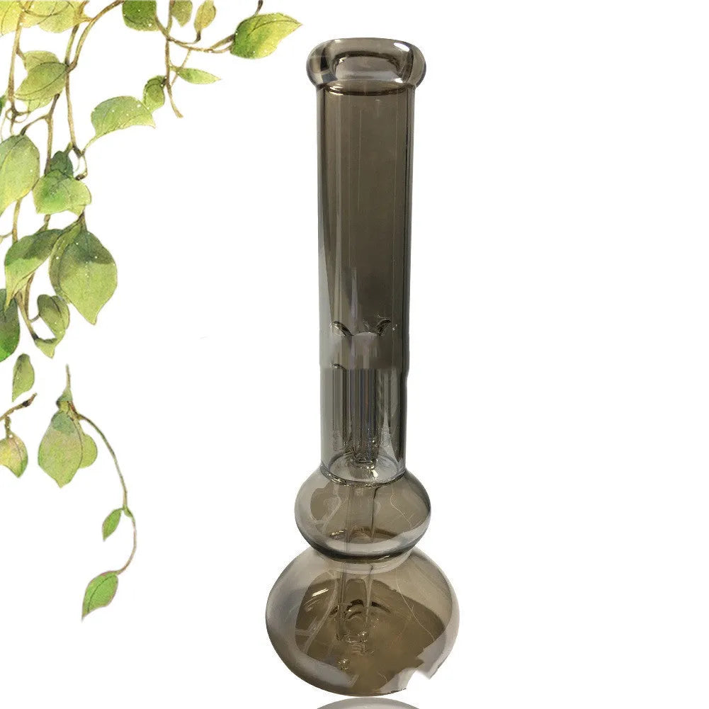 Pure colour glass geometric vase ornament shown on a tabletop and in a hanging position.