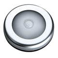 Silver wireless motion sensor night light showing compact square design and LED array.