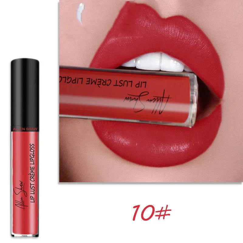 Silky cream texture lip gloss tube showing multiple colour options for the lip glaze.