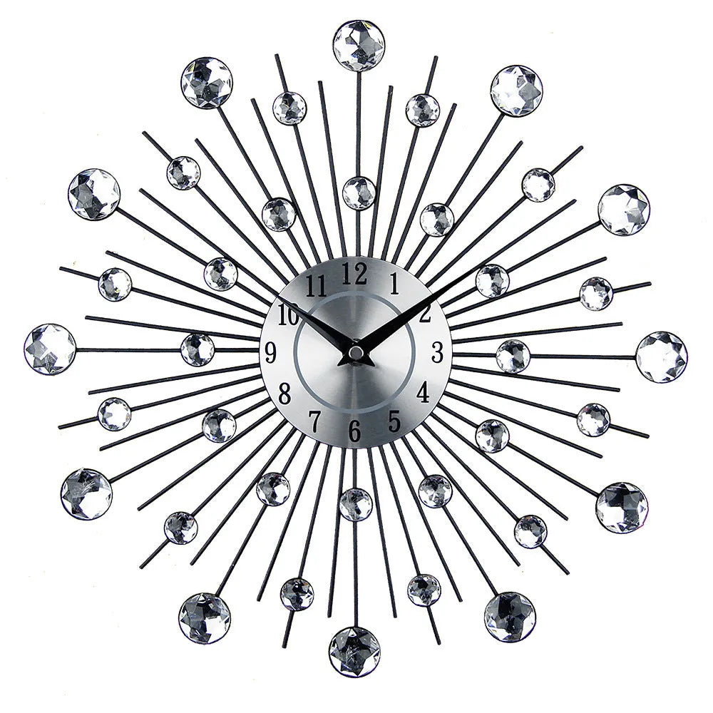 33cm round silver metal wall clock with aluminium dial showing pointer and number display