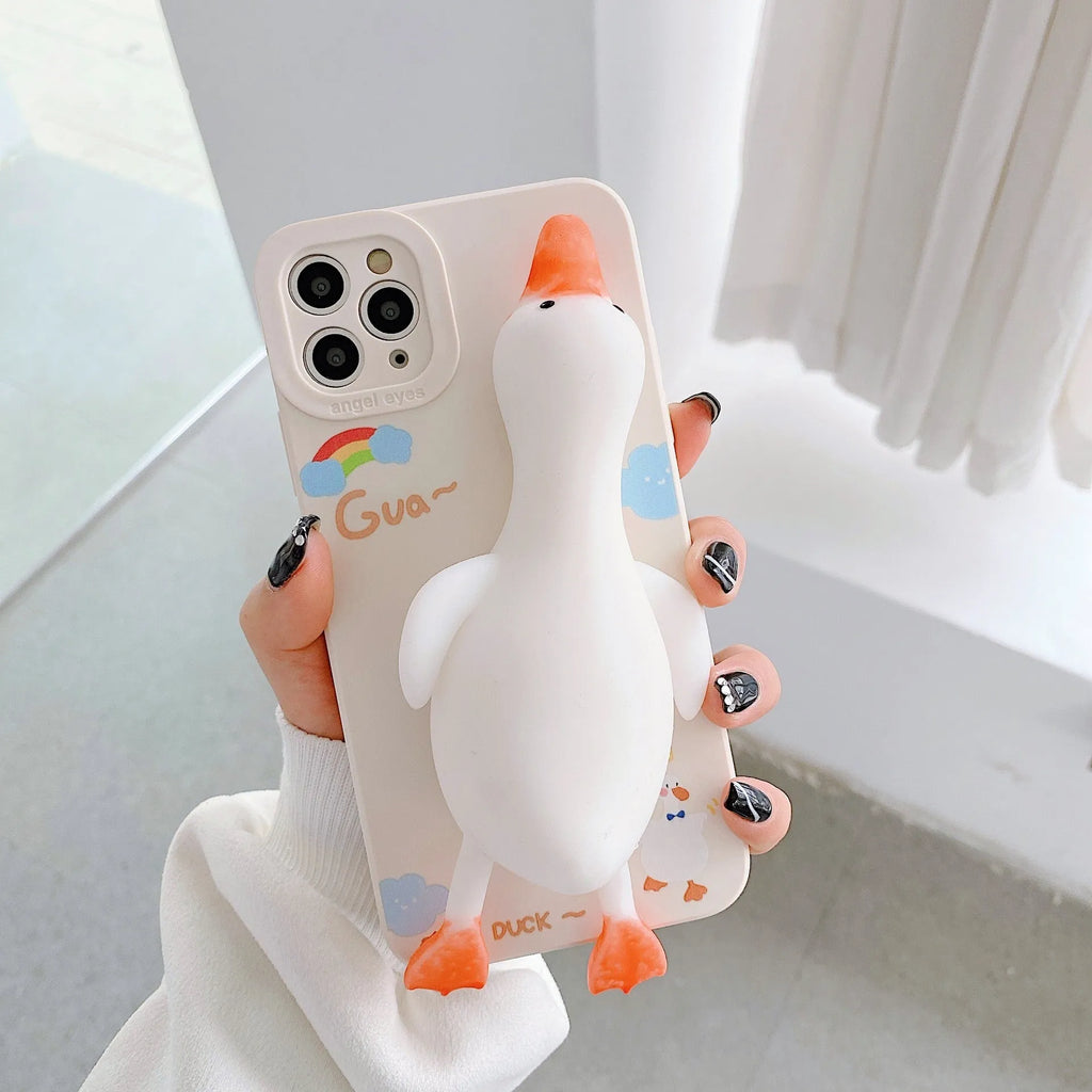 TPU silicone iPhone case with straight side cartoon print back cover in yellow colour