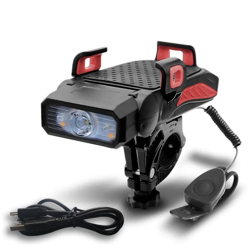 Rechargeable bicycle light in choice of colours mounted on bike handlebars for night riding visibility