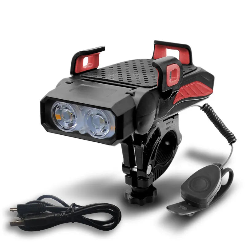 Rechargeable bicycle light in choice of colours mounted on bike handlebars for night riding visibility
