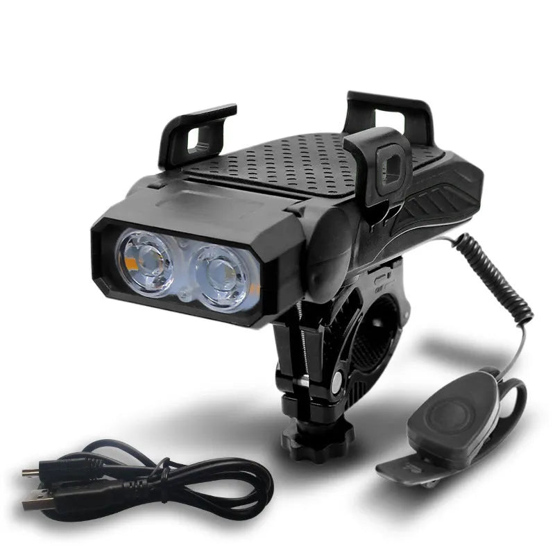Rechargeable bicycle light in choice of colours mounted on bike handlebars for night riding visibility