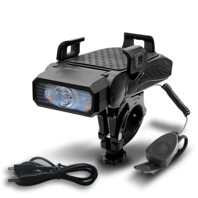 Rechargeable bicycle light in choice of colours mounted on bike handlebars for night riding visibility