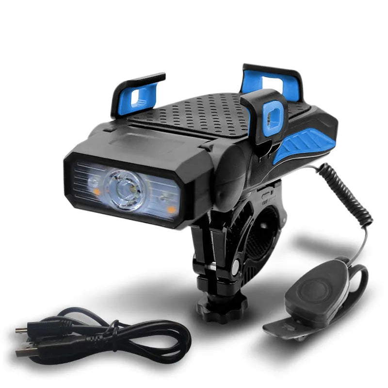 Rechargeable bicycle light in choice of colours mounted on bike handlebars for night riding visibility