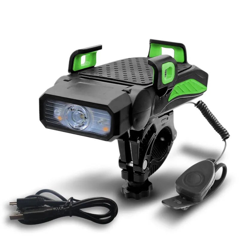 Rechargeable bicycle light in choice of colours mounted on bike handlebars for night riding visibility