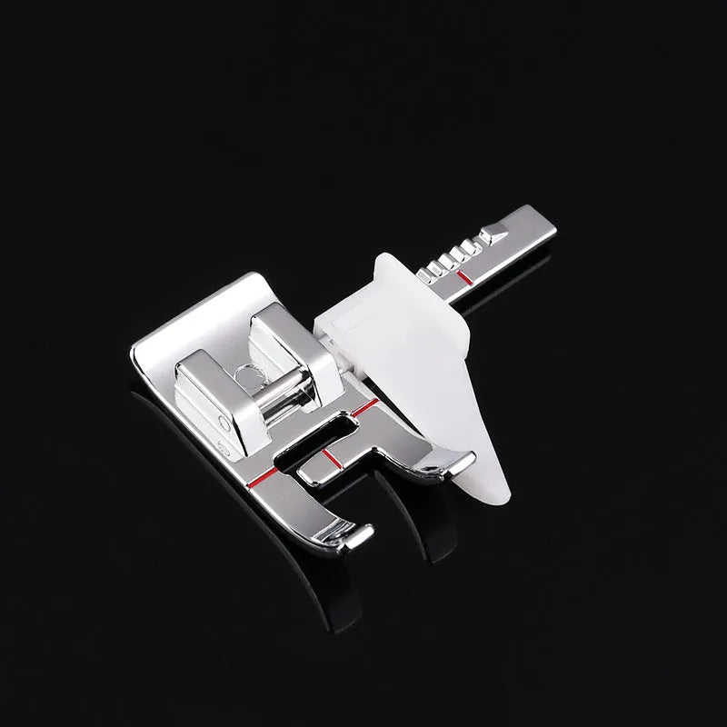 Regular Presser Foot For Household Sewing Machine - Adjustable Snap-On Seam Guide With Red Line Alignment - Low Shank Fit For Topstitching Quilting - Fixed Gauge 9.6gram Lightweight Presser Foot Accessory