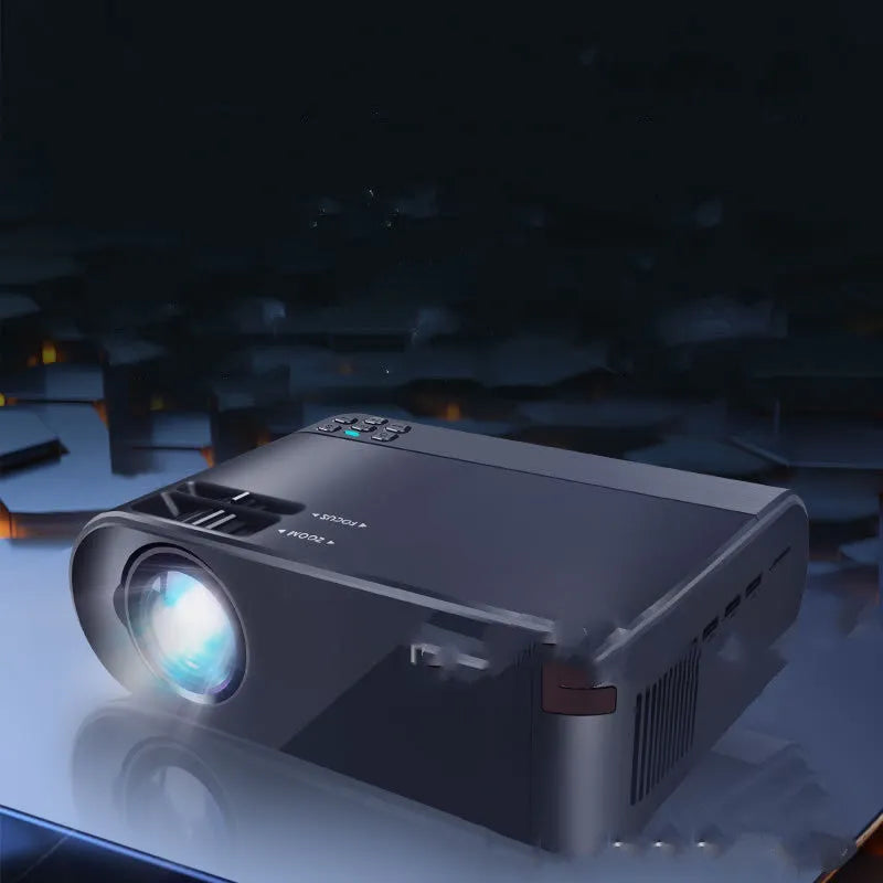 Portable Android projector with wireless phone connectivity and 8K Blu-ray lens for daytime viewing