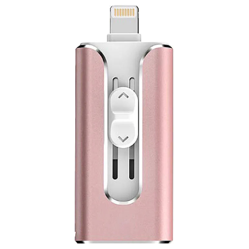 Metal USB flash drive with Lightning connector for iPhone Android and computer compatibility
