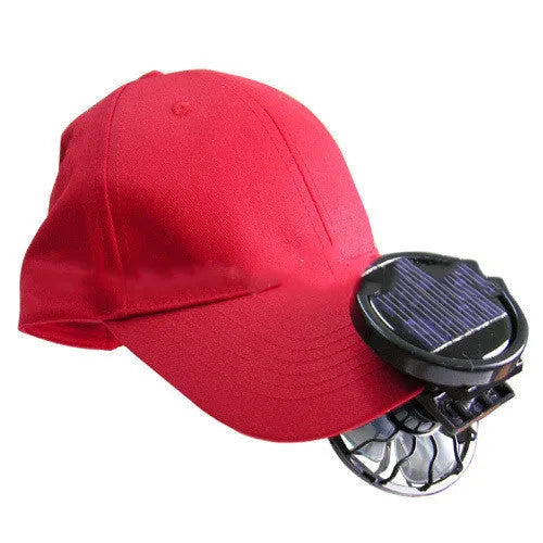 Black portable solar-powered clip-on cooling fan for outdoor activities