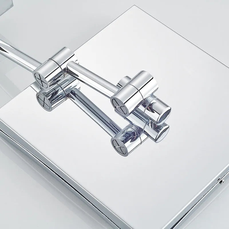 8.5 inch stainless steel folding bathroom mirror lamp with silver lens and integrated light