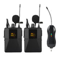 Little Bee X3 model black wireless lavalier lapel microphone isolated on a white background.