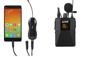 Little Bee X3 model black wireless lavalier lapel microphone isolated on a white background.