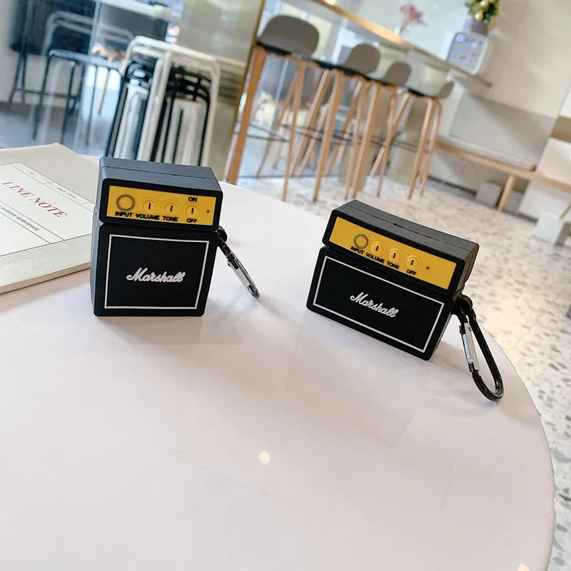 Black silicone protective cover for AirPods charging case with flip design and Chinese letter detailing