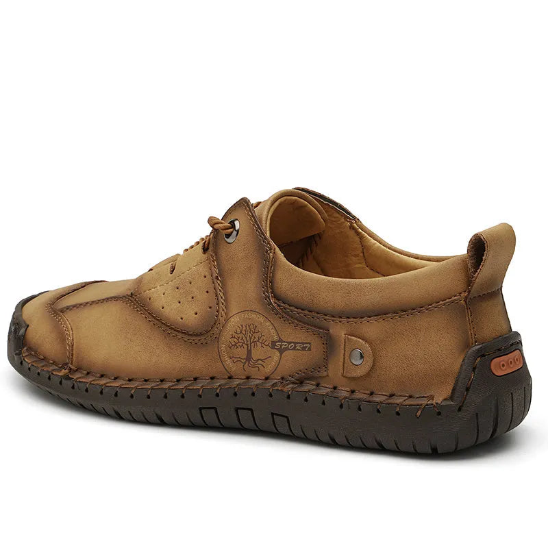 Men's casual leather shoes in microfiber with round toe design in black gold khaki colour options