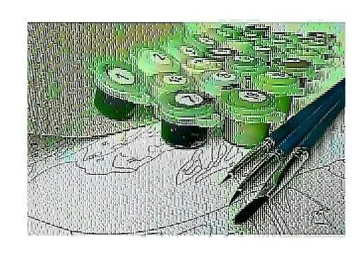 DIY digital painting kit with linen canvas, brushes, and apple chardonnay artwork in A1A colours