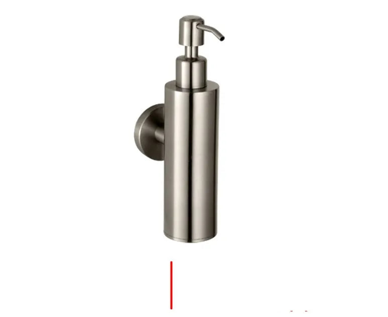 Stainless steel wall-mounted manual soap dispenser in brushed finish