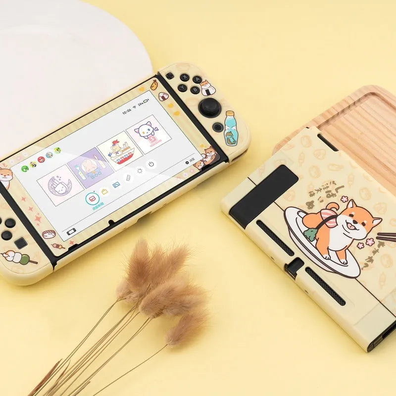 Nintendo Switch Lite PC hard shell case with silicone controller grip sleeves and screen protector