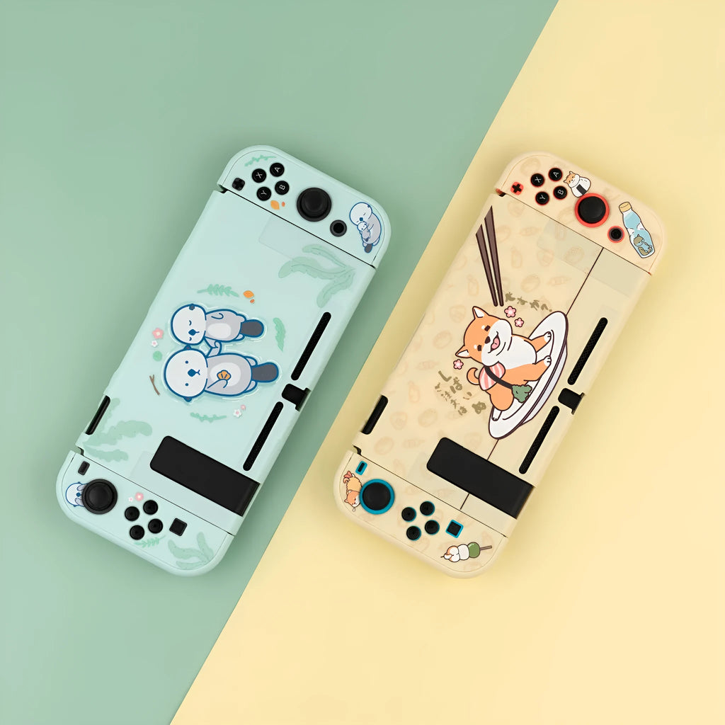Nintendo Switch Lite PC hard shell case with silicone controller grip sleeves and screen protector