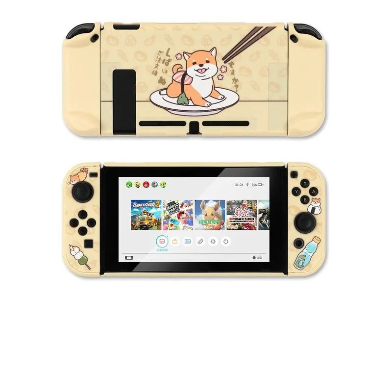 Nintendo Switch Lite PC hard shell case with silicone controller grip sleeves and screen protector