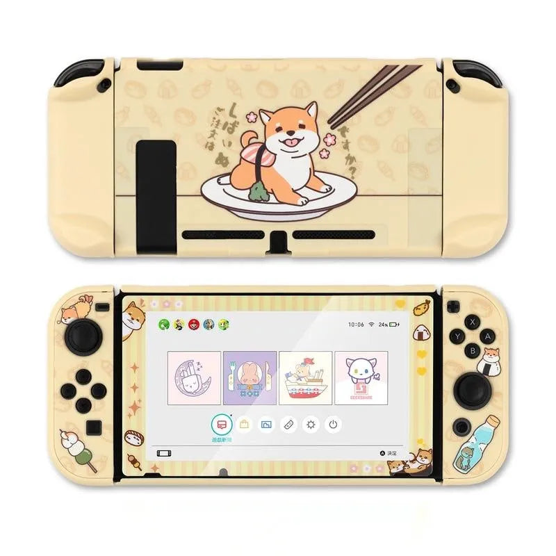 Nintendo Switch Lite PC hard shell case with silicone controller grip sleeves and screen protector