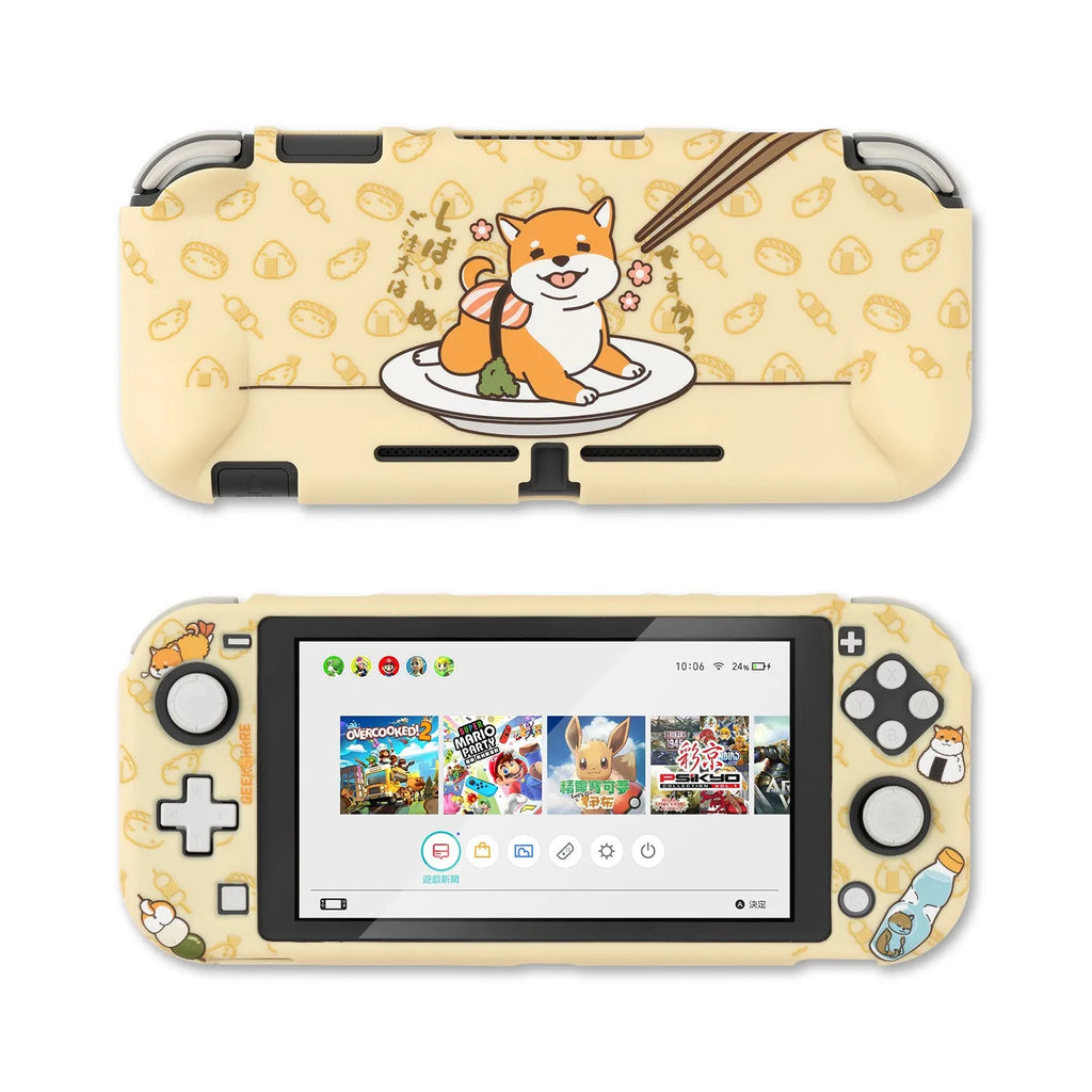 Nintendo Switch Lite PC hard shell case with silicone controller grip sleeves and screen protector