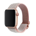 Braided nylon elastic Apple Watch strap in wave pattern design, shown in multiple colours.