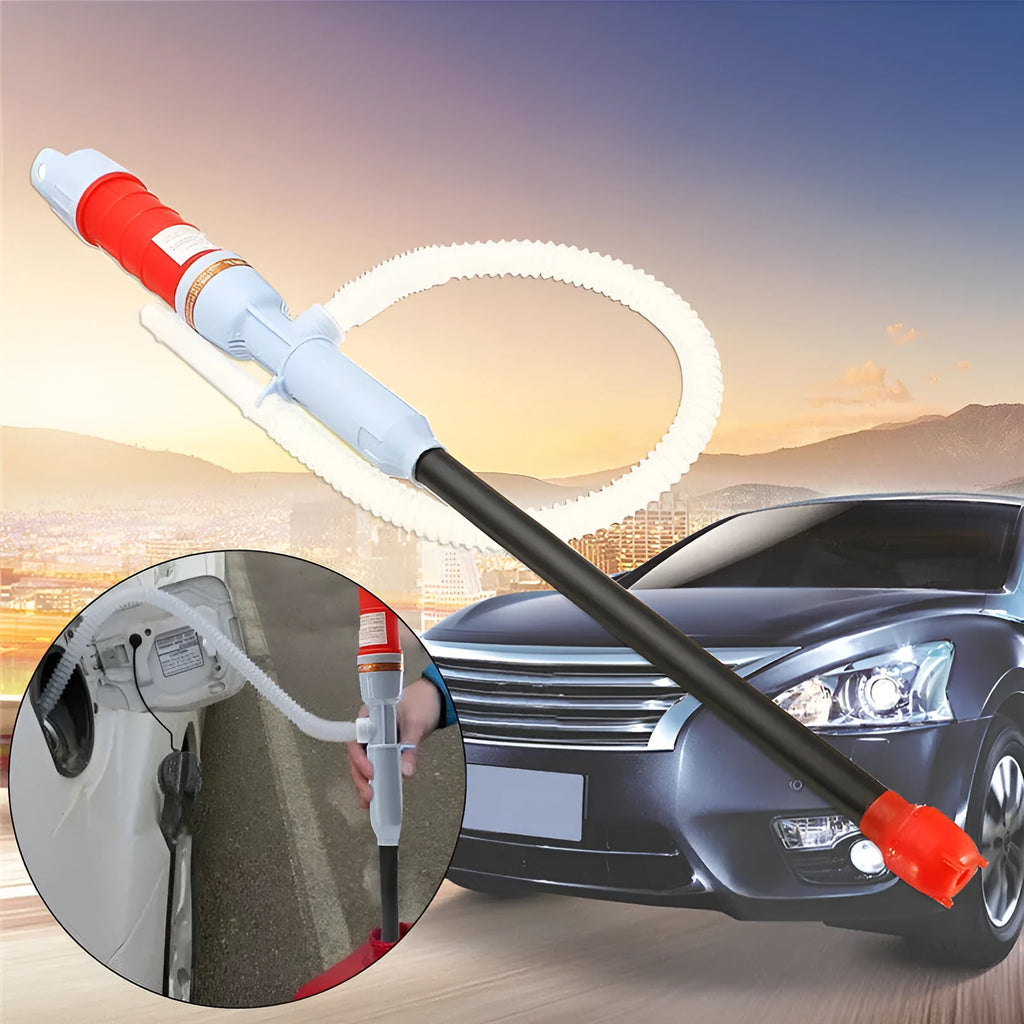 Blue manual hand pump for siphoning fuel and water